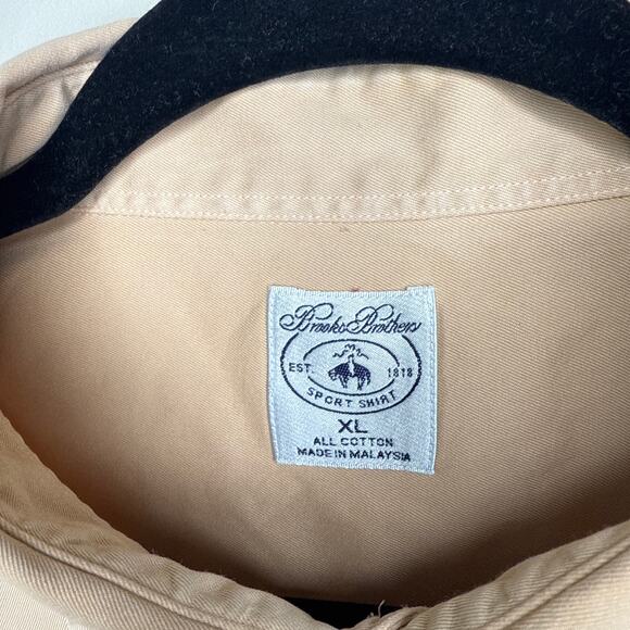 Brooks Brothers Men's‎ XL Tan Front Pockets Long Sleeve Button Up Shirt Cotton - Picture 4 of 8